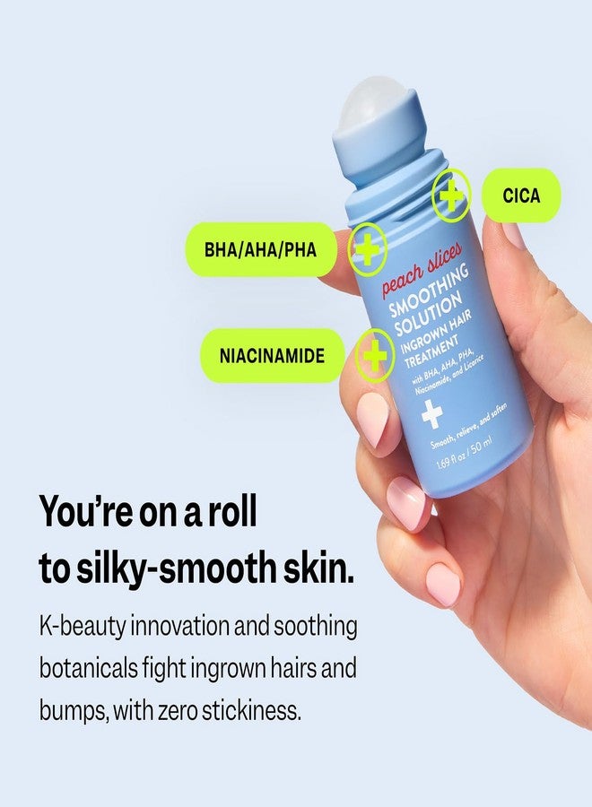 Peach Slices - Smoothing Solution Ingrown Hair Treatment (1.69 oz) - Smooth, Relieve, Soften Skin - 360 Roller - BHA, AHA, PHA, Niacinamide, Licorice - Vegan & Cruelty Free - Korean Skin Care & Beauty - Image 3